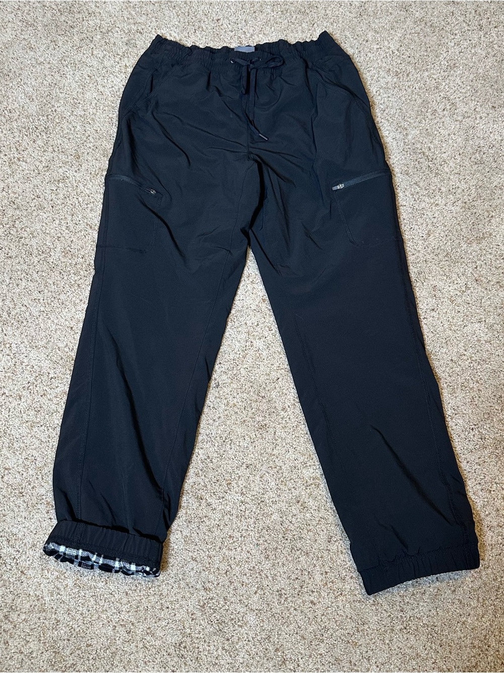 Eddie Bauer Black Flannel Lined Elastic-Waist Utility Joggers